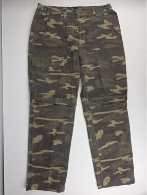 Old College Inn Green Camo Zip Knee Cargo Pants / Shorts 34x34 Vintage Old Stock